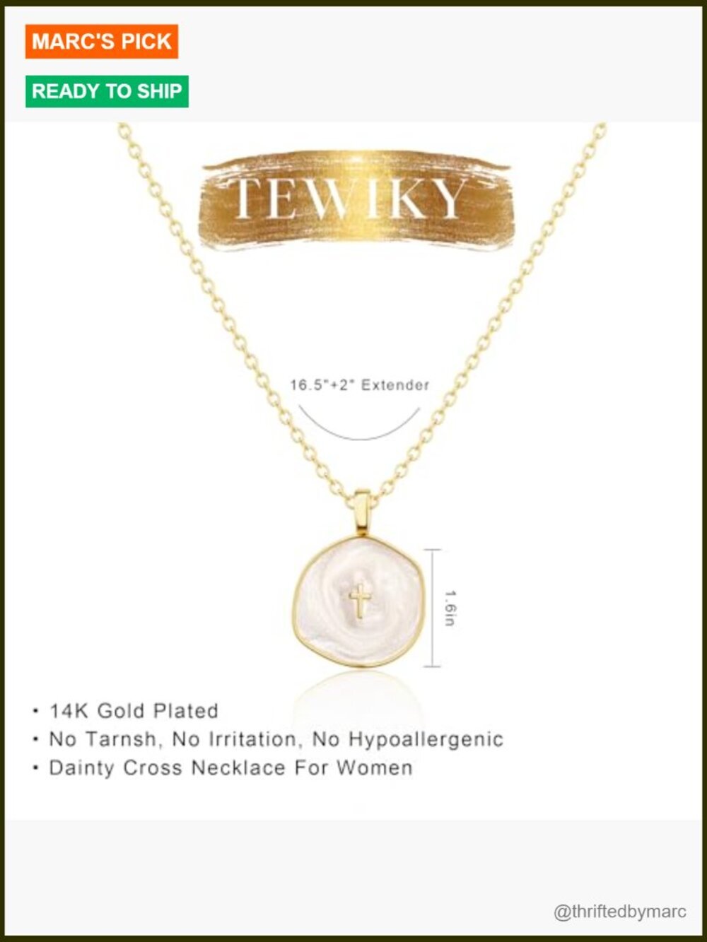 Dainty 14k Gold Plated Cross Pendant Necklace with Cubic Zirconia - Picture 5 of 7